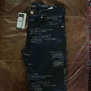 Versace Dark Jeans with Logo Pattern